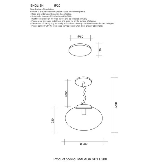 Светильник подвесной Crystal Lux MALAGA SP1 D280 GOLD, фото , изображение 4